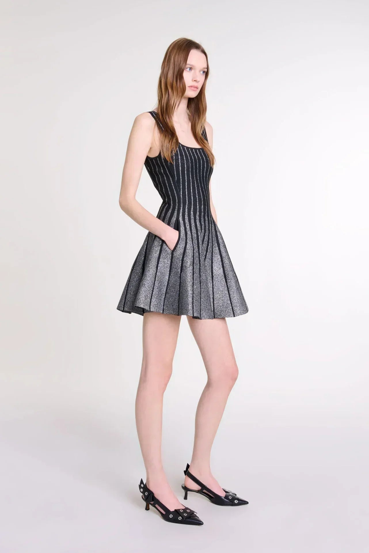 Abito Mini Fiorella a Righe Glitter